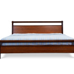Bedroom,High Quality Solid Wood Platform Bed Design Ideas With Comfortable Sea Blue Mattress And Cozy Headboard For Vintage Concept,Cool Platform Bed Design