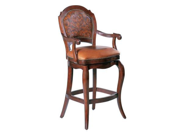 Furniture,Cool Awesome Wood Toreador Leather Swivel Bar Stool With Back Design And Arm Also Soft Brown Leather,Antique Leather Swivel Bar Stools With Back