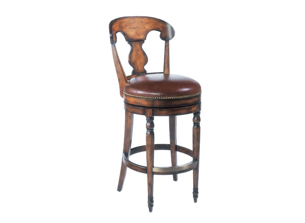 Furniture,Gorgeous Westchester Leather Swivel Bar Stool With Back Design And Comfortable Brown Pad,Antique Leather Swivel Bar Stools With Back