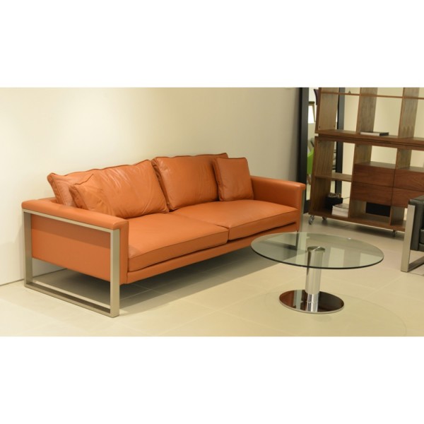 Furniture,New Style Boston Top Full Grain Leather Chair Design With Stylish Orange Color And Soft Pad Also Nice Arm ,Top Full Grain Leather Chair