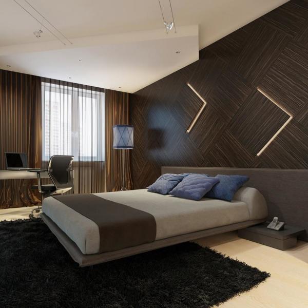 Bedroom,Stunning Floating Bed Design Ideas With Modern Wooden Wall Paneling And Comfortable Gray Bed Frame Also Soft Black Carpet ,Pleasured Floating Bed Ideas