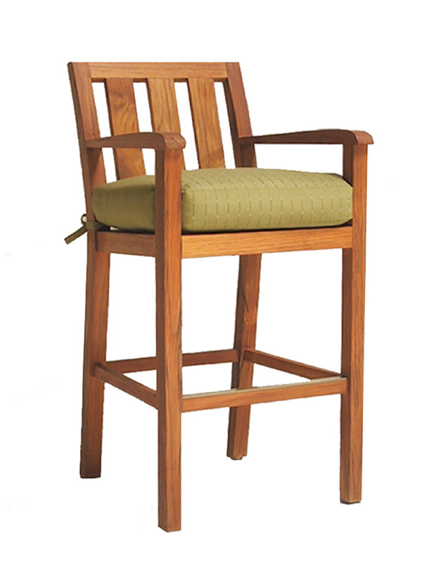 Furniture,Contemporary Square Teak Barstool Design Ideas With Arm And Charming Green Pad,A Teak Barstools Inspiring
