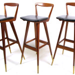 Furniture,Cool Amazing Three Teak Barstool Design With Extra Tall Leg And Soft Black Leather Pad,A Teak Barstools Inspiring