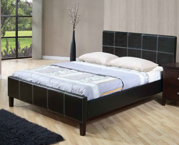 Bedroom,Stunning Cheap Bed Design Ideas With IKEA Black Leather Bed Frame And Trendy White Mattress Also Soft Two Pillow,Collection Of Fun And Cheap Bed