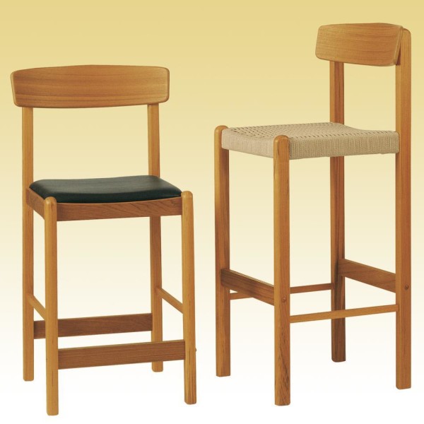 Furniture,Stylish Two Solid Teak Barstool Design Ideas With Nice Leather Pad And Cozy Healty Back ,A Teak Barstools Inspiring