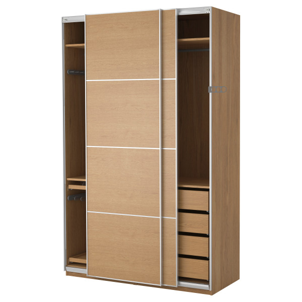 Bedroom,Fancy Ikea Bedroom Closet Design Ideas With Marvelous Hardwood Sliding Doors And Nice Bright Brown Color,Trendy Furniture Ikea Bedroom Closets
